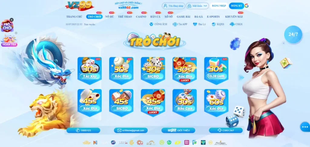 Kho trò chơi đỉnh cao VZ99 chơi gì cũng có, thắng gì cũng hấp dẫn